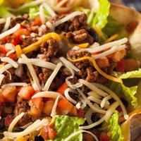 Taco Salad in a Tortilla Bowl with Beef Cheese and Lettuce