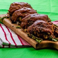 Mini meatloaves with zippy tomato sauce. Calgary, Alberta, Canada
