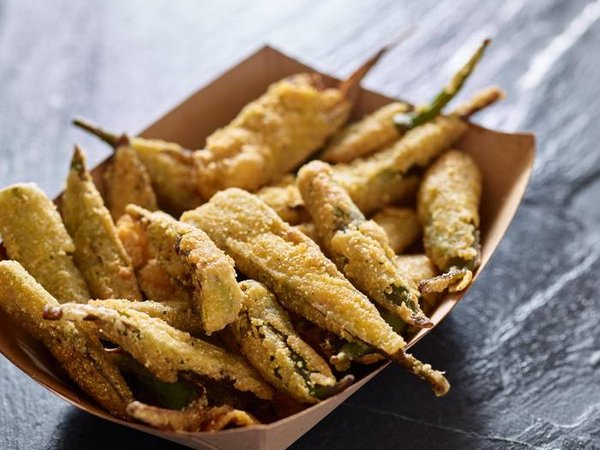 crispy fried okra in container