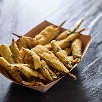 crispy fried okra in container