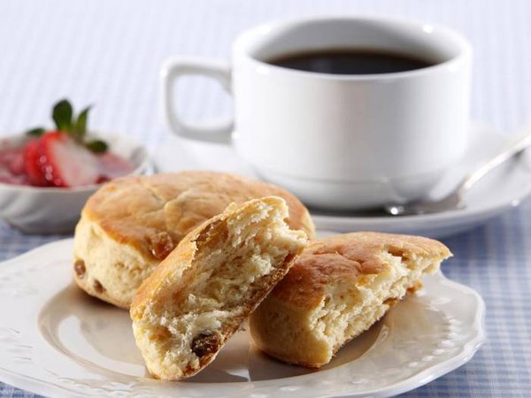 Scones with some black coffee.