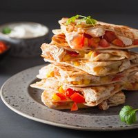mexican quesadilla with chicken tomato corn cheese