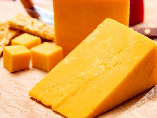 British matured yellow cheddar cheese close up