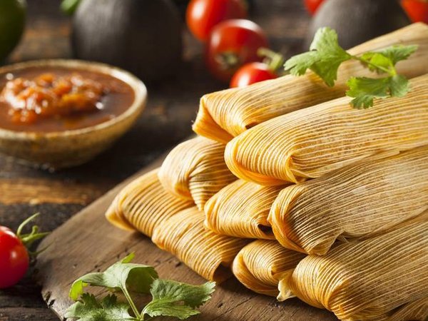 Homemade Corn and Chicken Tamales Ready to Eat