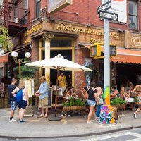 Traditional italian restaurant at historic Little Italy in New York