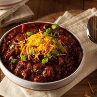 Homemade Organic Vegetarian Chili with Beans and Cheese