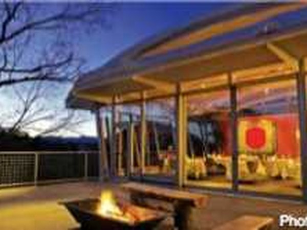 Plato's at Aspen Meadows: Bauhaus structure at sunset