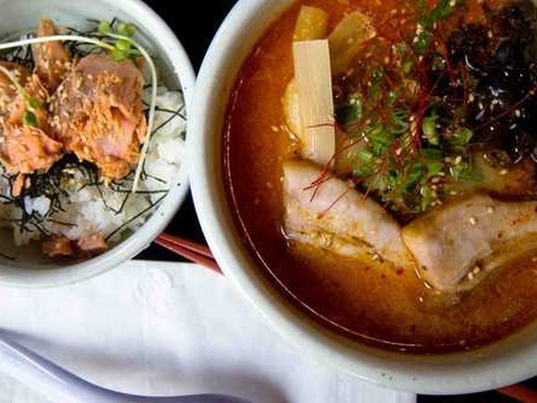 Kara Miso Ramen with Salmon Donburi