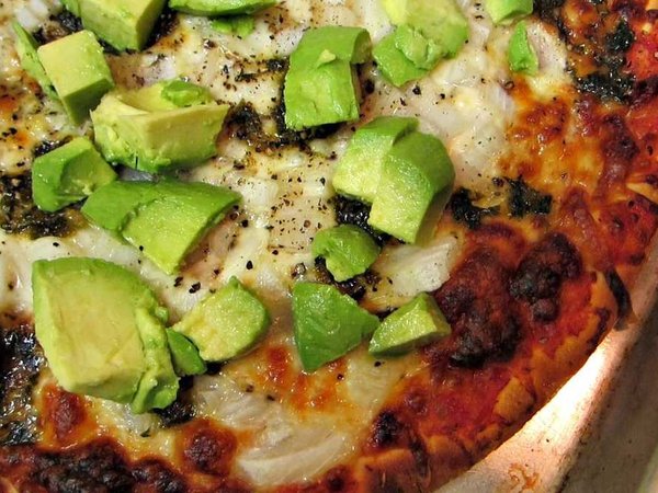 A take-and-bake Donatos pizza with avocado!