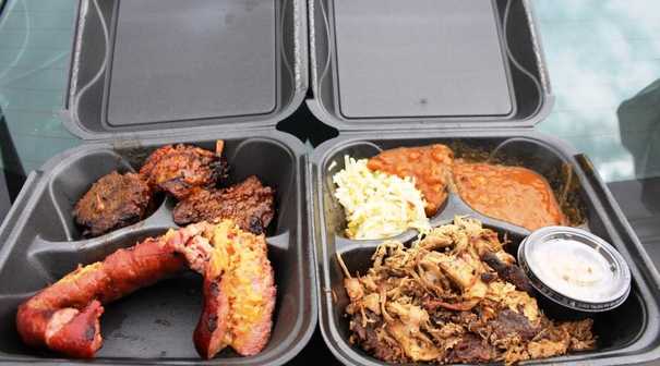 Pork, brisket, and sausage from Boone's Bar-B-Que Kitchen, Charlotte, NC