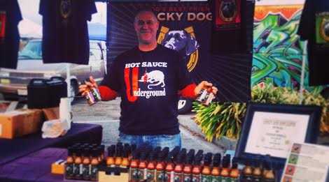 Lucky Dog Hot Sauce on display